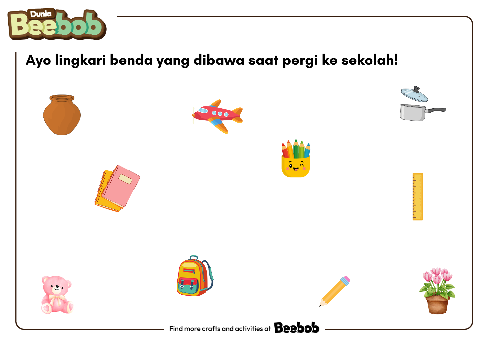 Ayo Lingkari Benda yang Dibawa Saat Pergi ke Sekolah!
