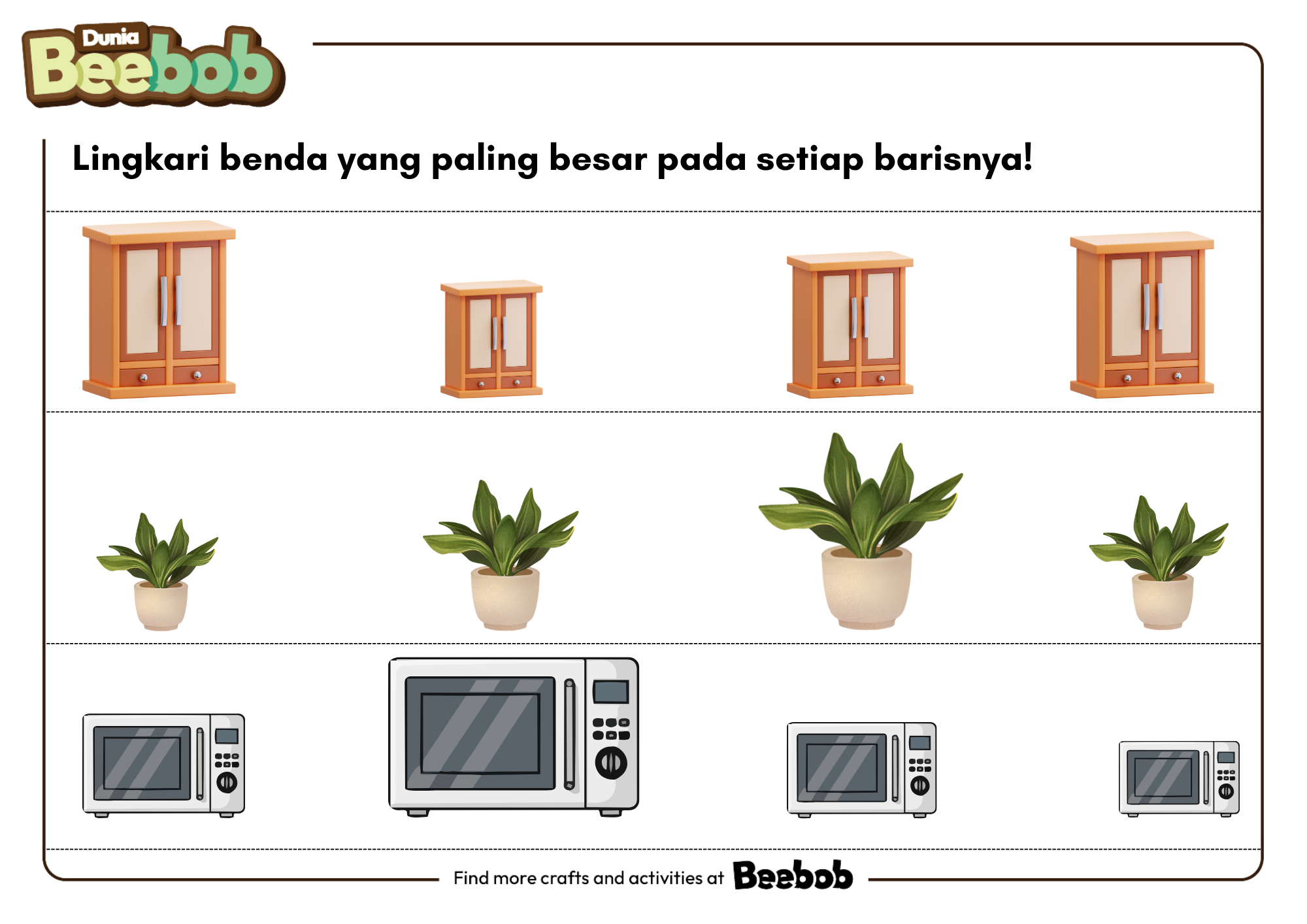 Lingkari Benda yang Paling Besar pada Setiap Barisnya!