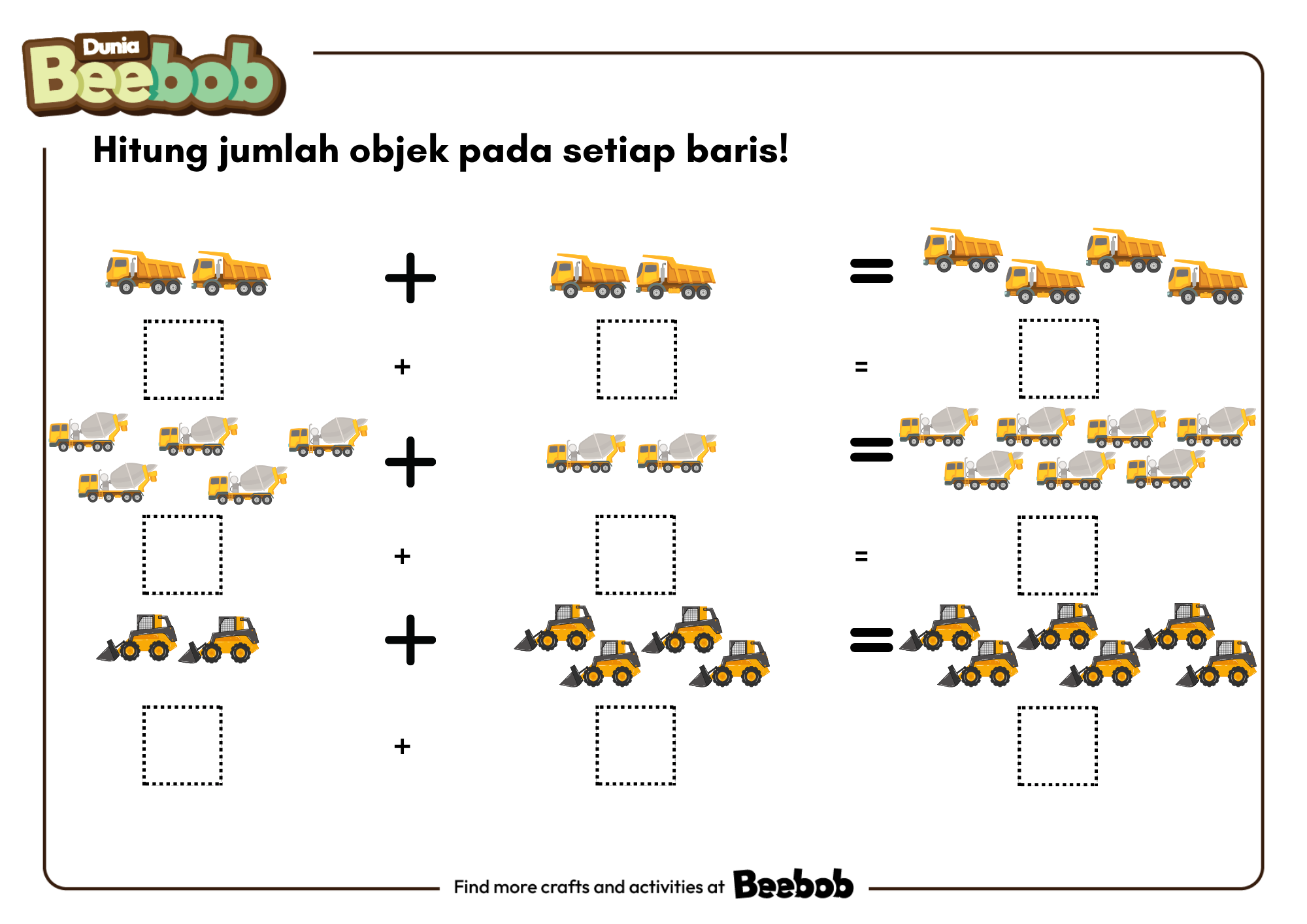 Hitung Jumlah Objek pada Setiap Baris Bagian Ketiga!