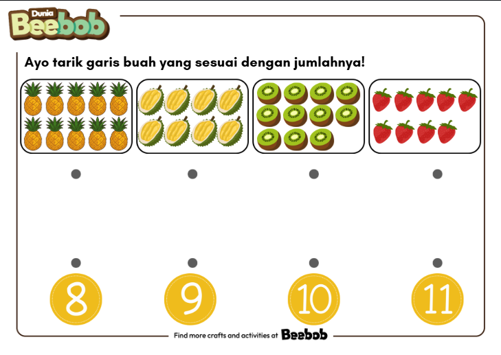 Ayo Tarik Garis Buah yang Sesuai dengan Jumlahnya Bagian Kesatu!