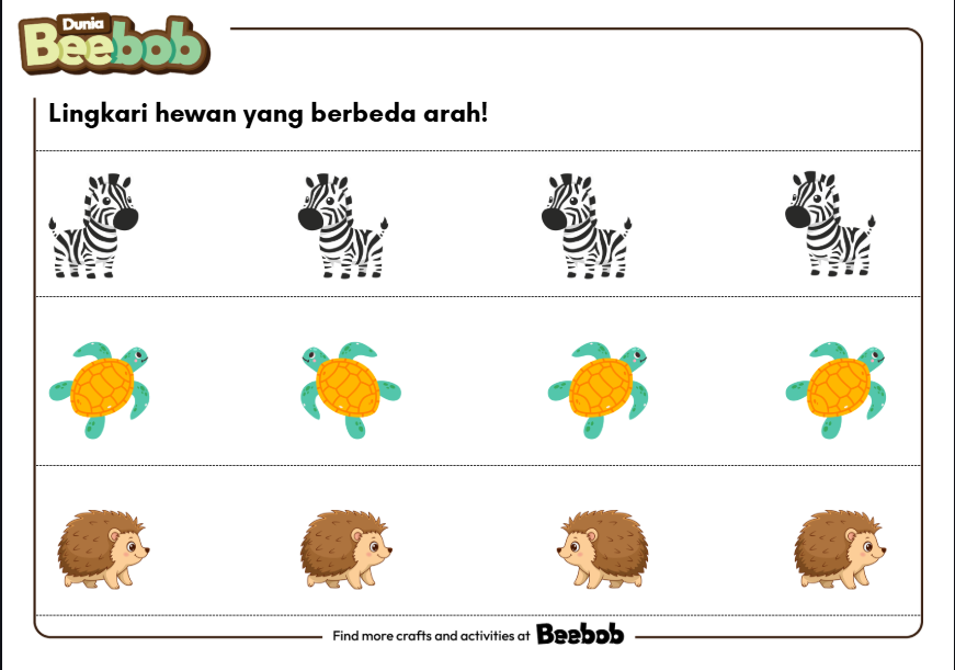 Lingkari hewan yang Berbeda Arah Bagian Kesatu!
