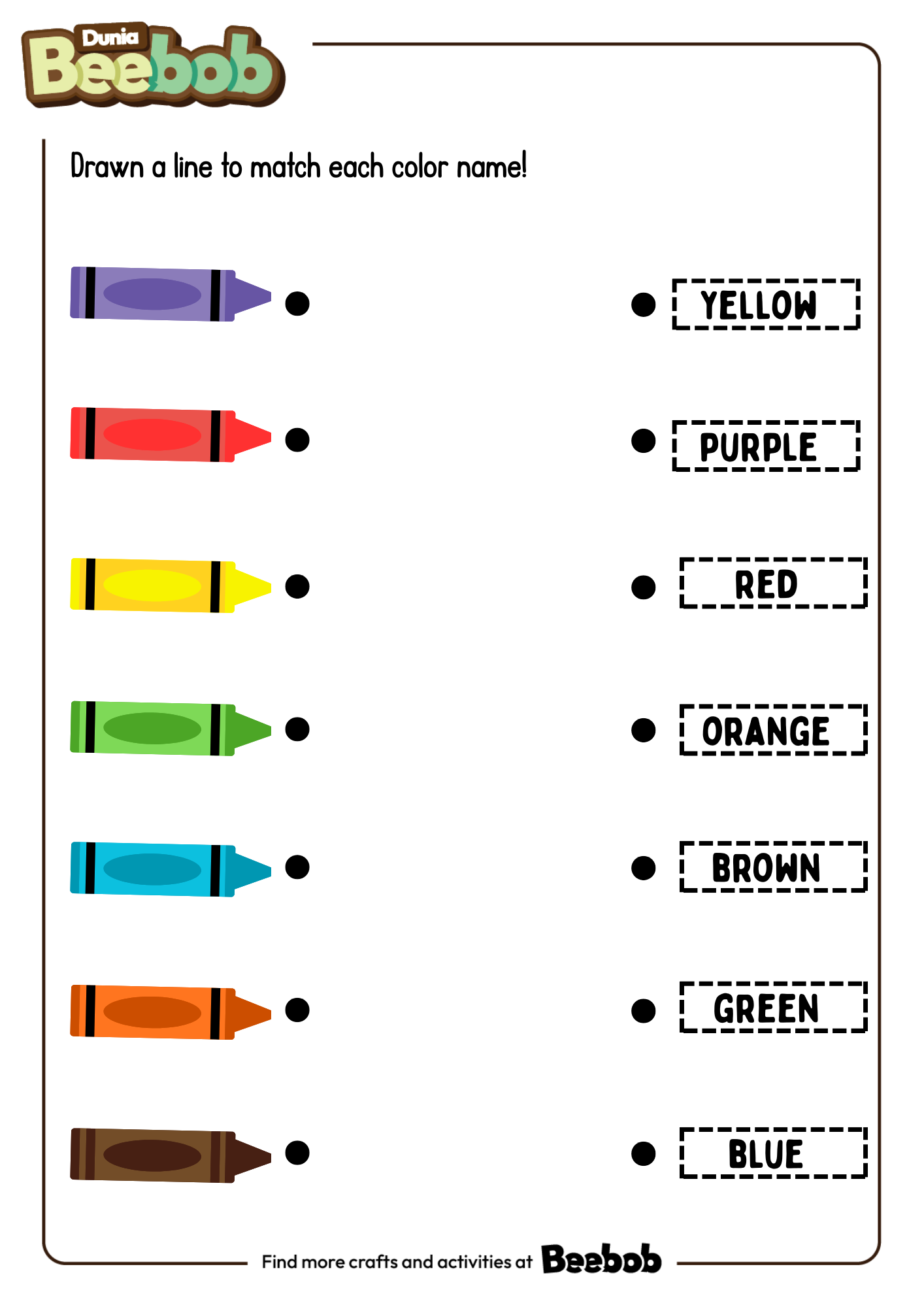 Drawn a Line to Match Each Color Name!
