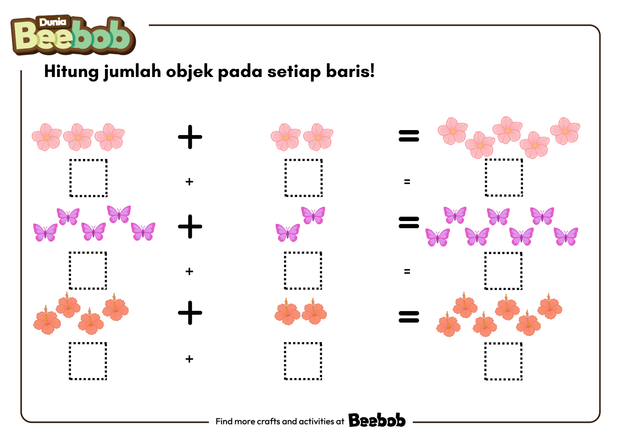 Hitung Jumlah Objek pada Setiap Baris Bagian Kesatu!