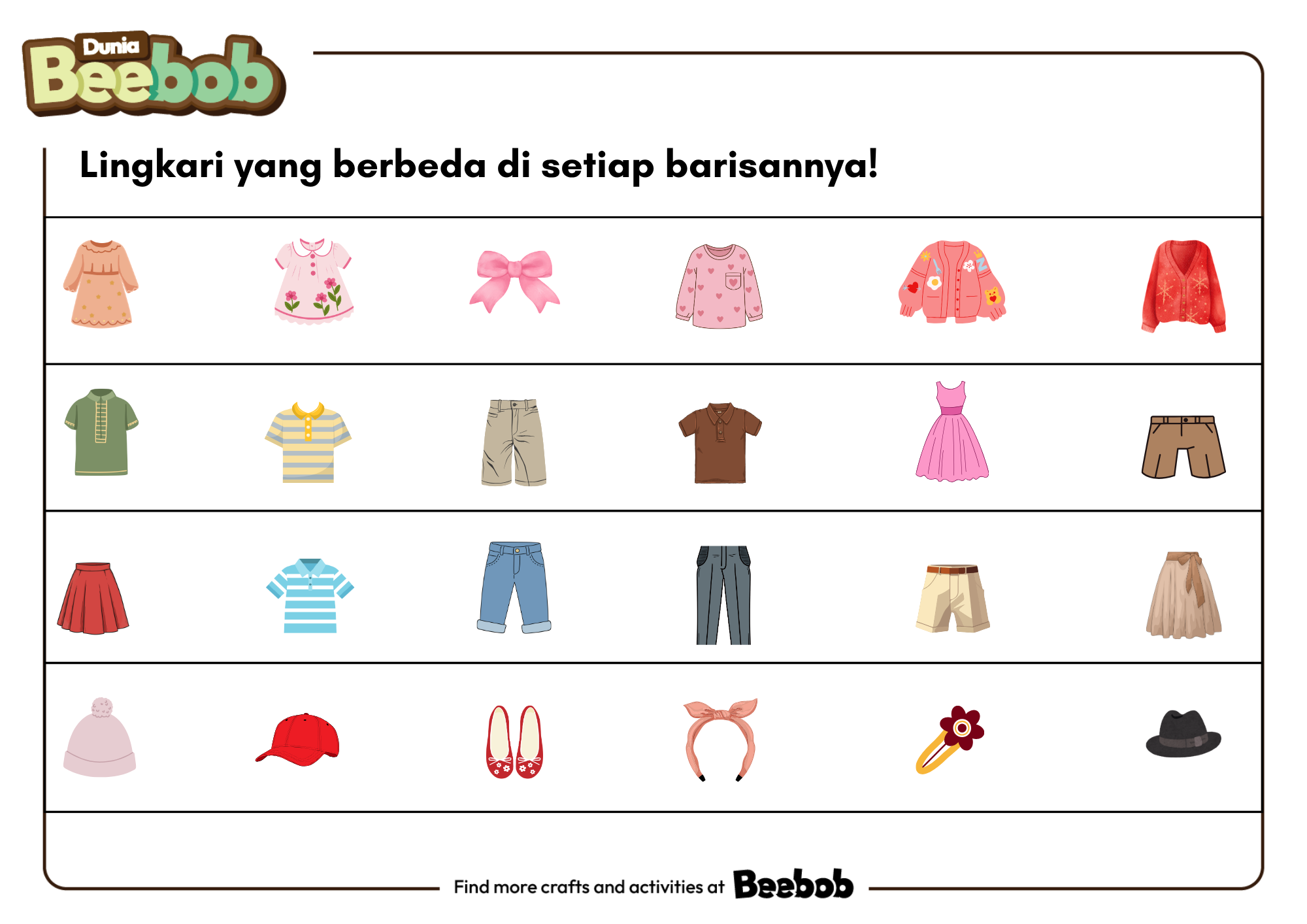 Lingkari yang Berbeda di Setiap Barisnya Bagian Kesatu!