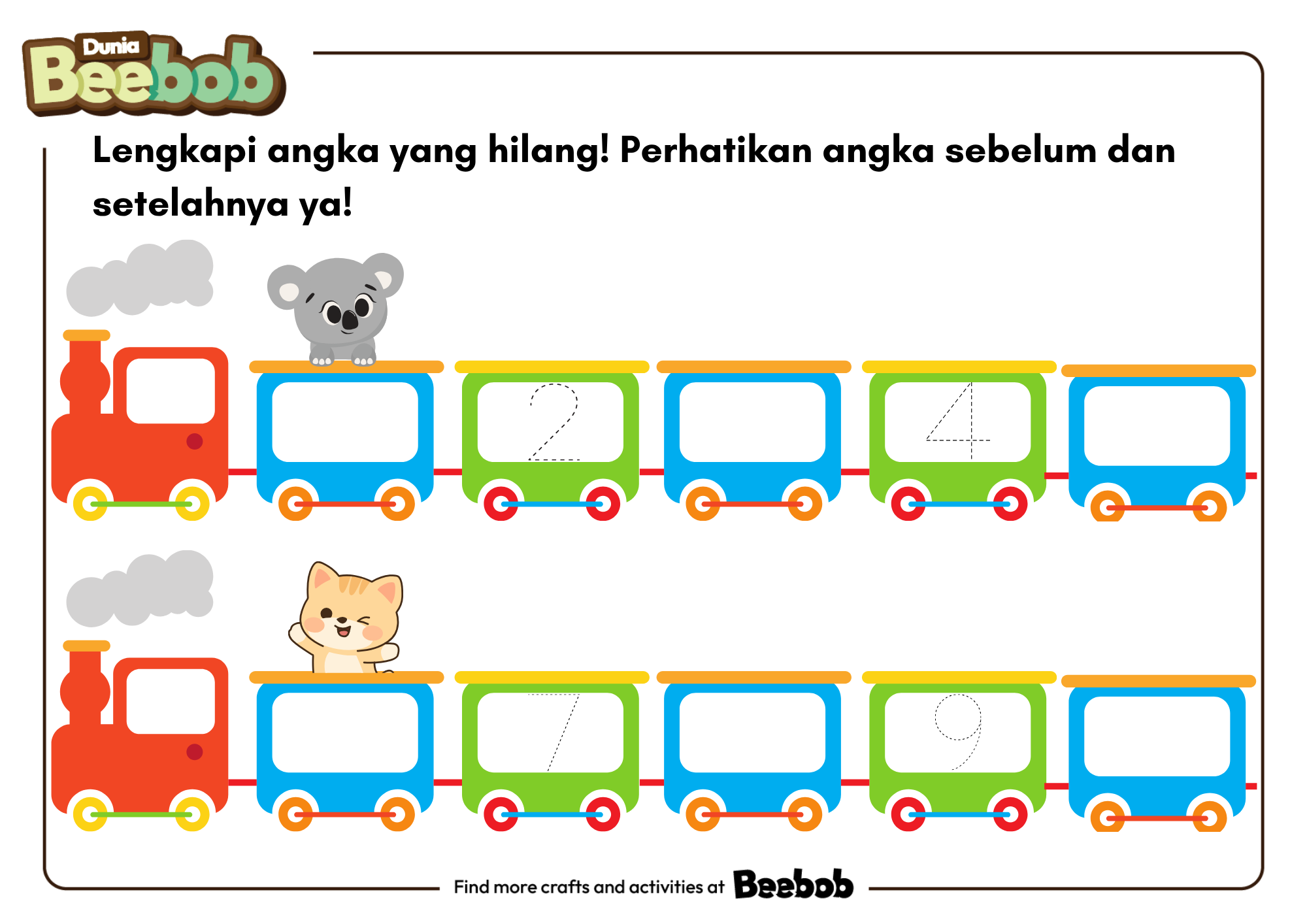 Lengkapi Angka yang Hilang! Perhatikan Angka Sebelum dan Setelahnya Ya Bagian Kedua!