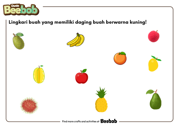 Lingkari Buah yang Memiliki Daging Buah Berwarna Kuning!