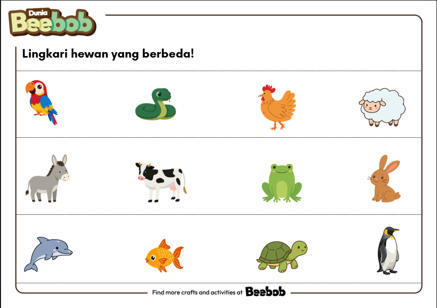 Lingkari Hewan yang Berbeda Bagian Kesatu!!