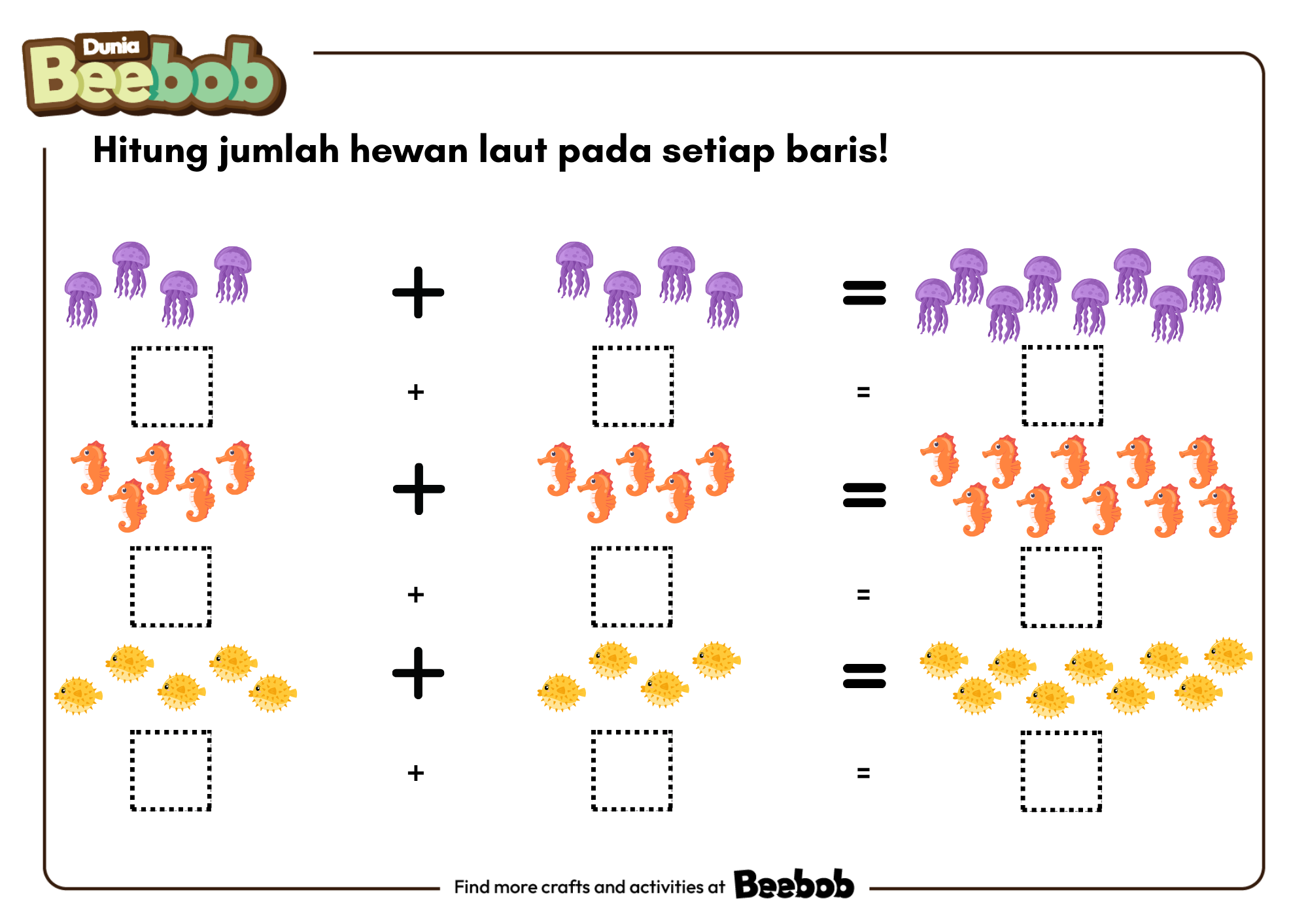 Hitung Jumlah Hewan Laut pada Setiap Baris!
