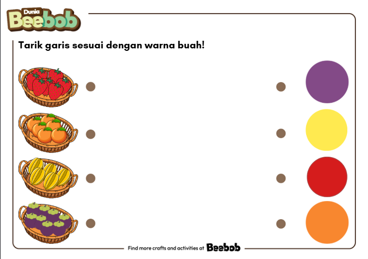 Tarik Garis Sesuai dengan Warna Buah!