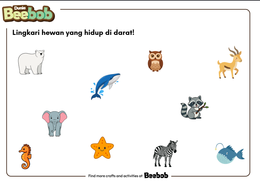 Lingkari Hewan yang Hidup di Darat!