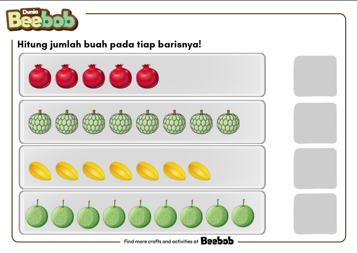 Hitung Jumlah Buah pada Tiap Barisnya Bagian Kedua!