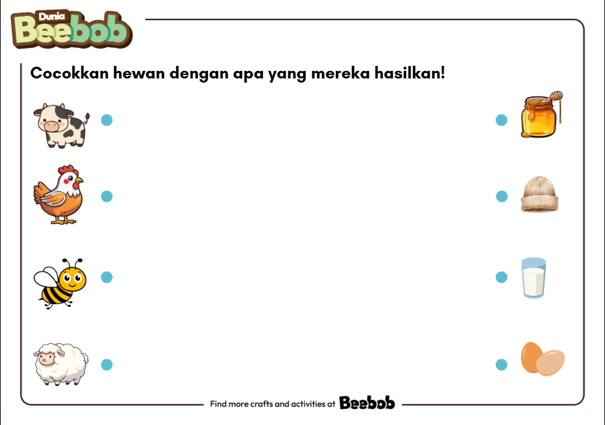 Ayo Mencocokkan Hewan dengan Apa yang Mereka Hasilkan
