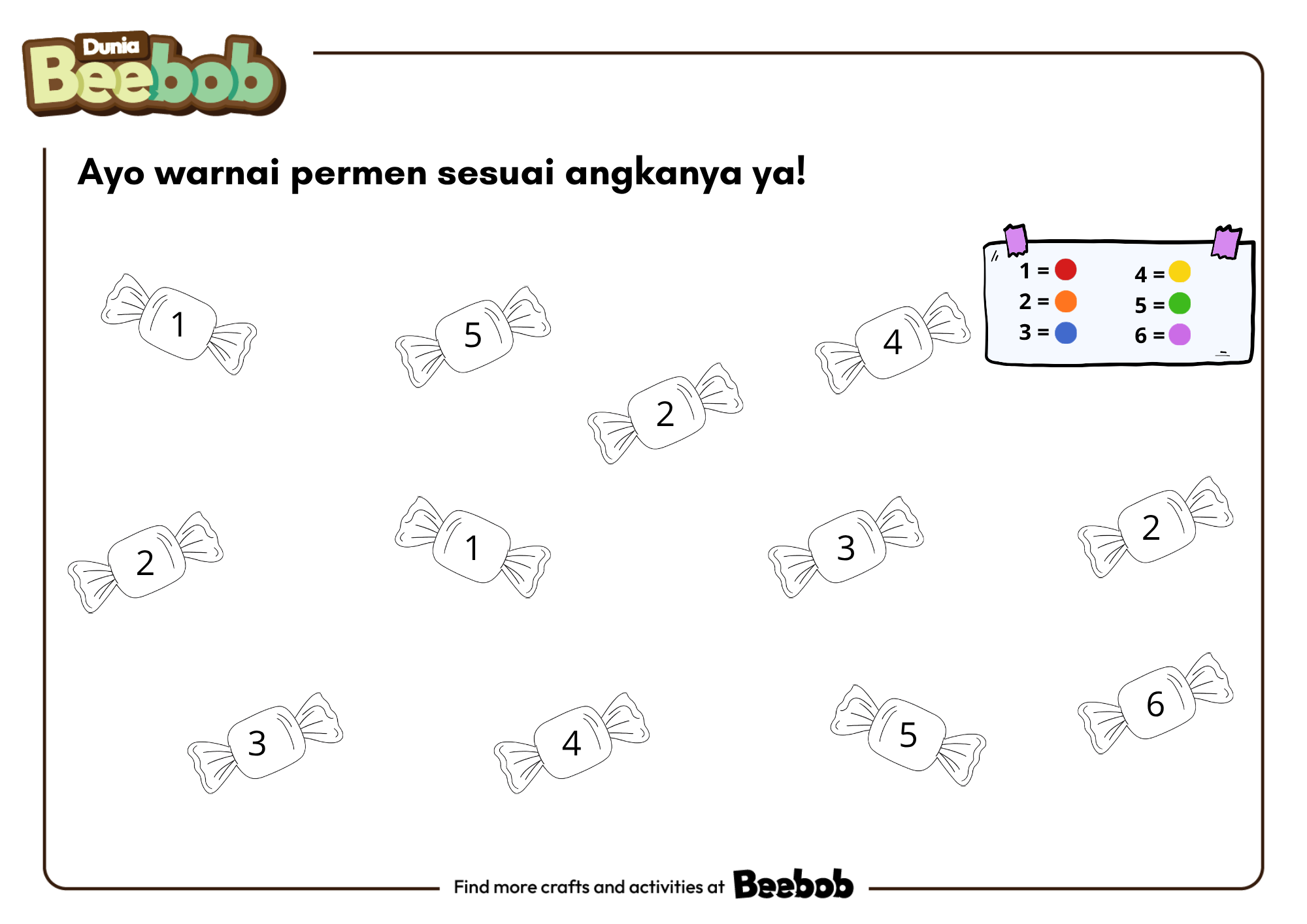 Ayo Warnai Permen Sesuai Angkanya Ya!