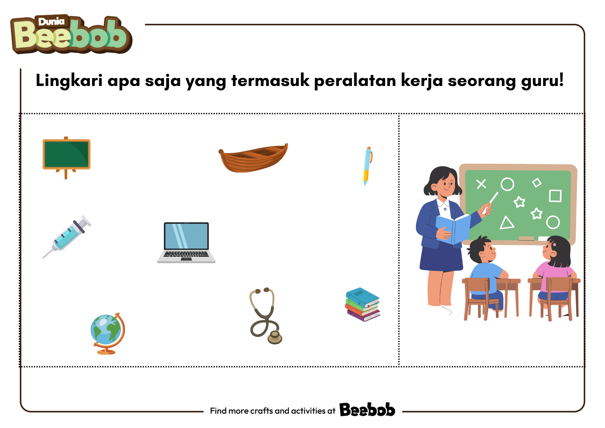 Lingkari Apa Saja yang Termasuk Peralatan Kerja Seorang Guru!