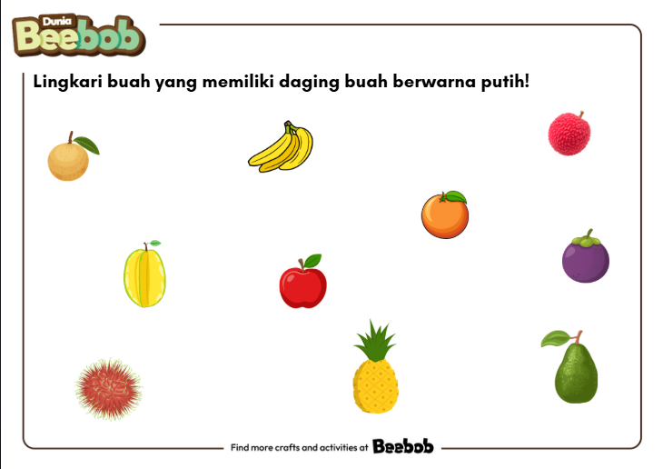 Lingkari Buah yang Memiliki Daging Buah Berwarna Putih!