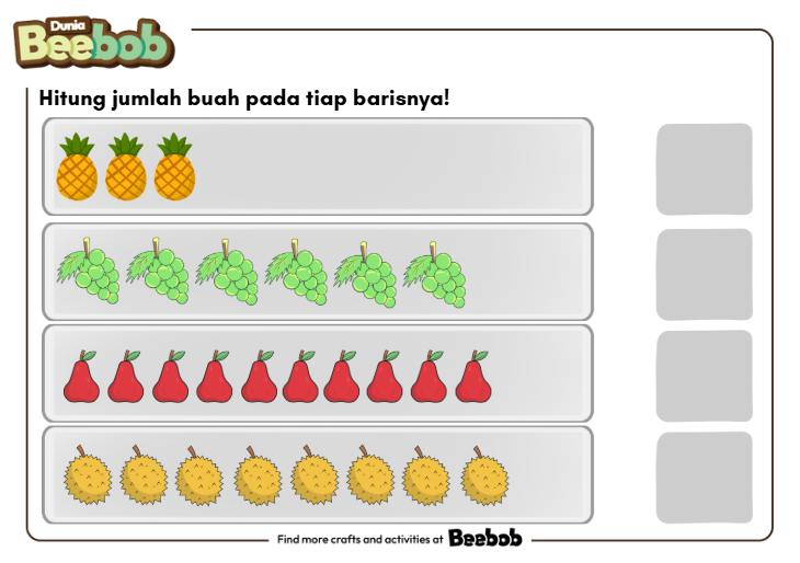 Hitung Jumlah Buah pada Tiap Barisnya Bagian Kesatu!