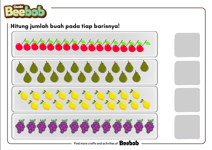 Hitung Jumlah Buah pada Tiap Barisnya Bagian Ketiga!