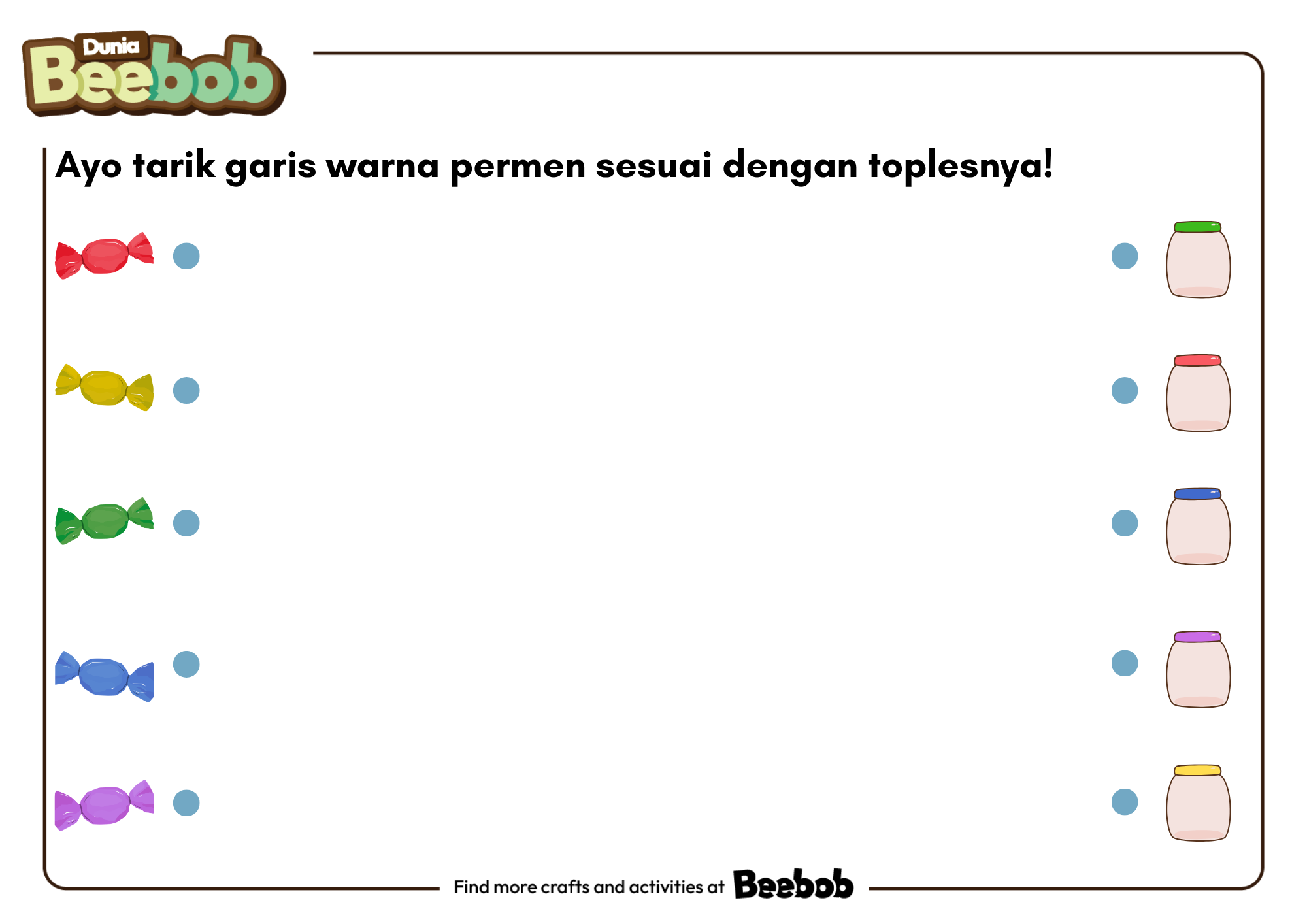 Ayo Tarik Garis Warna Permen Sesuai dengan Toplesnya!