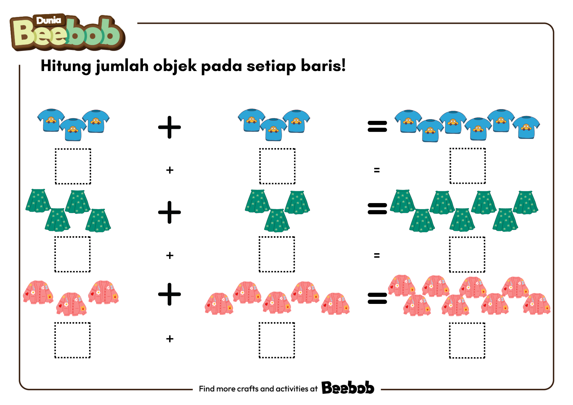 Hitung Jumlah Objek pada Setiap Baris Bagian Kedua!