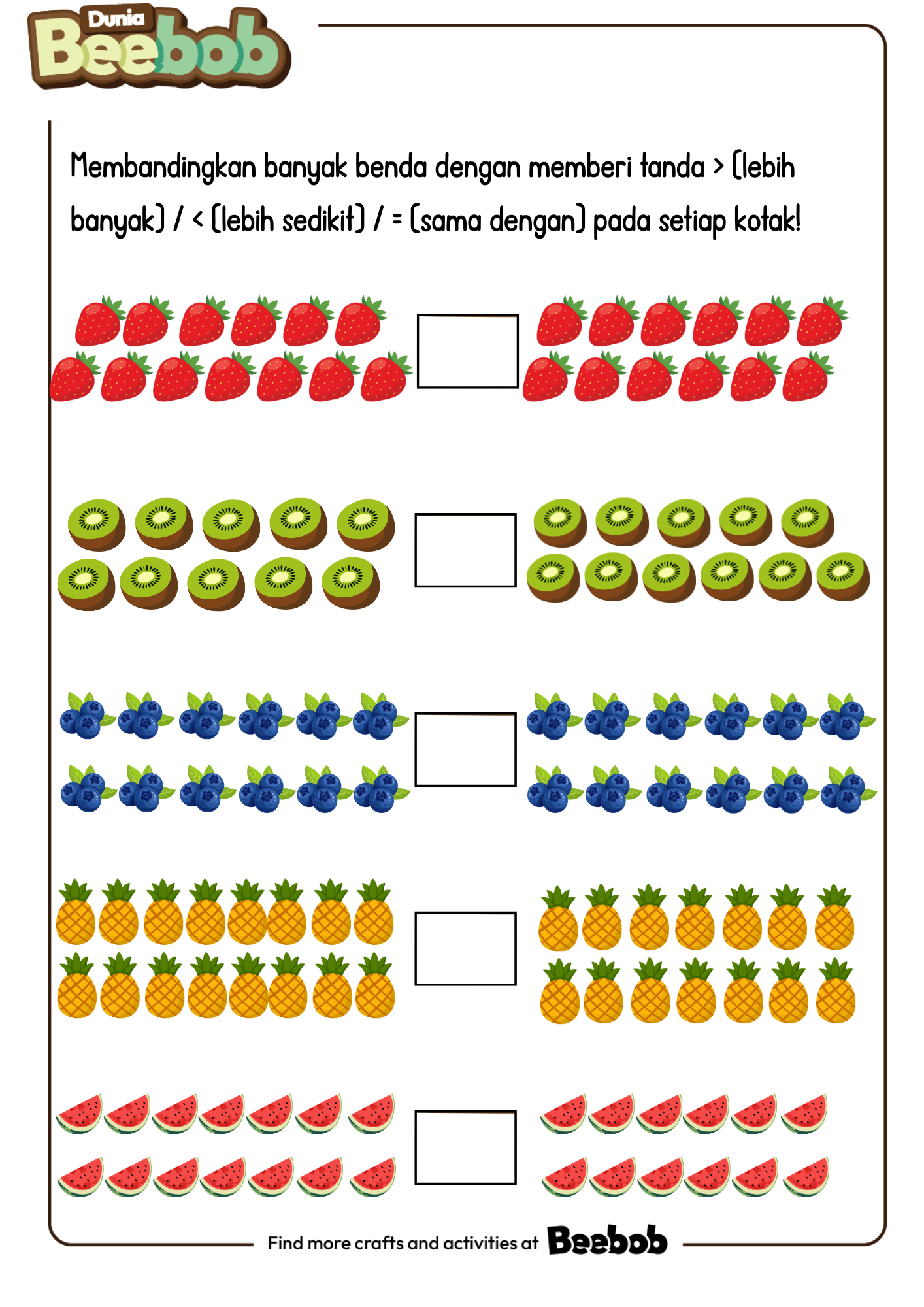 Membandingkan Banyak Benda pada Setiap Kotak Bagian Kedua!