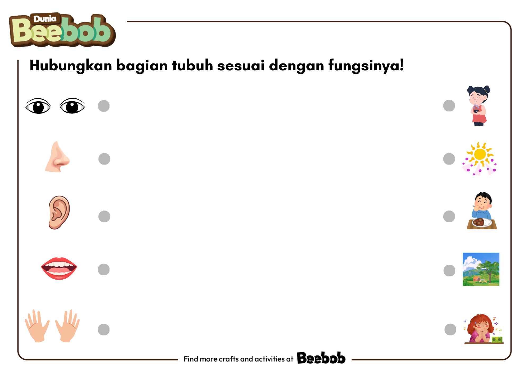Hubungkan Bagian Tubuh Sesuai dengan Fungsinya!
