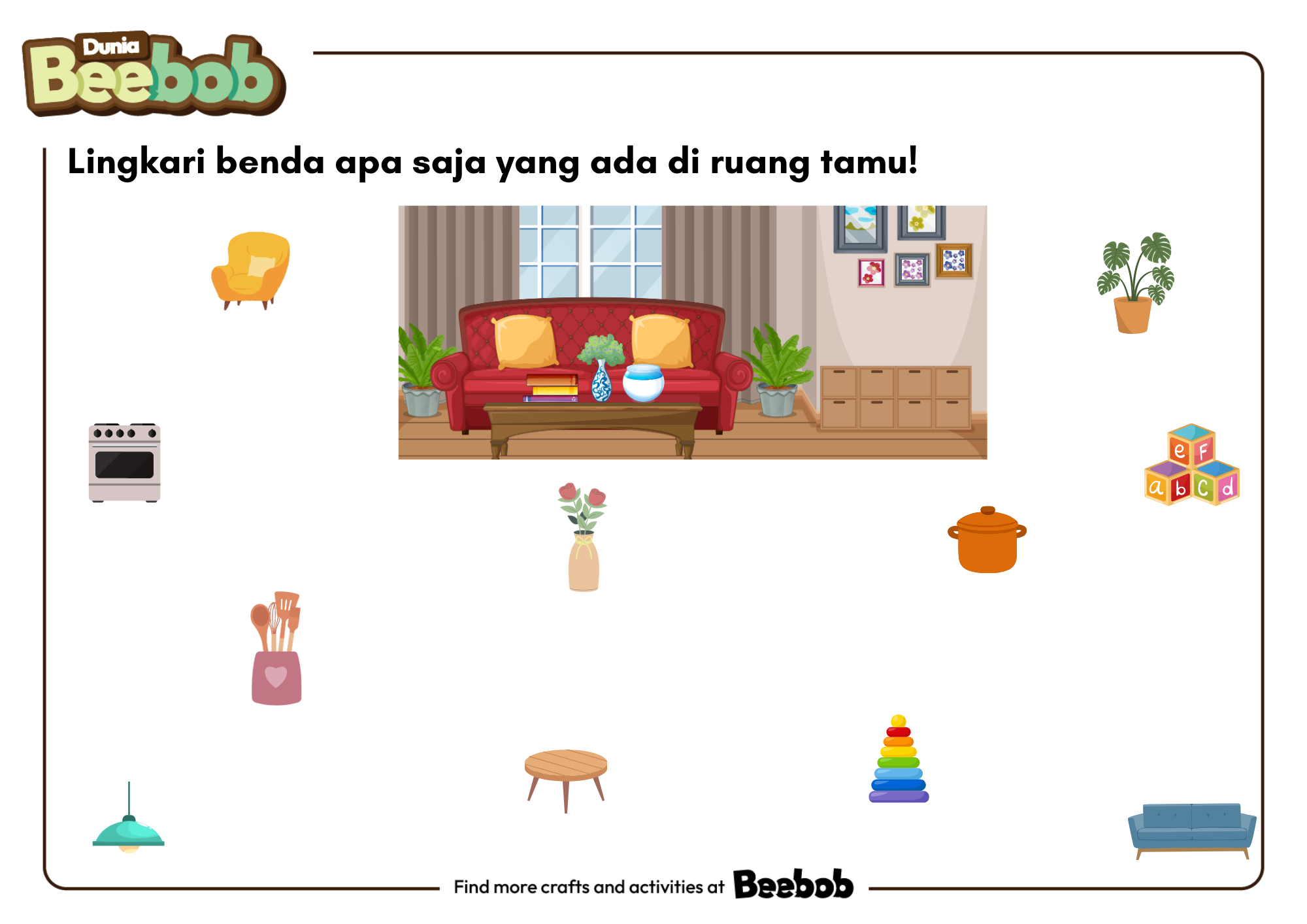 Lingkari Benda Apa Saja yang Ada di Ruang Tamu!