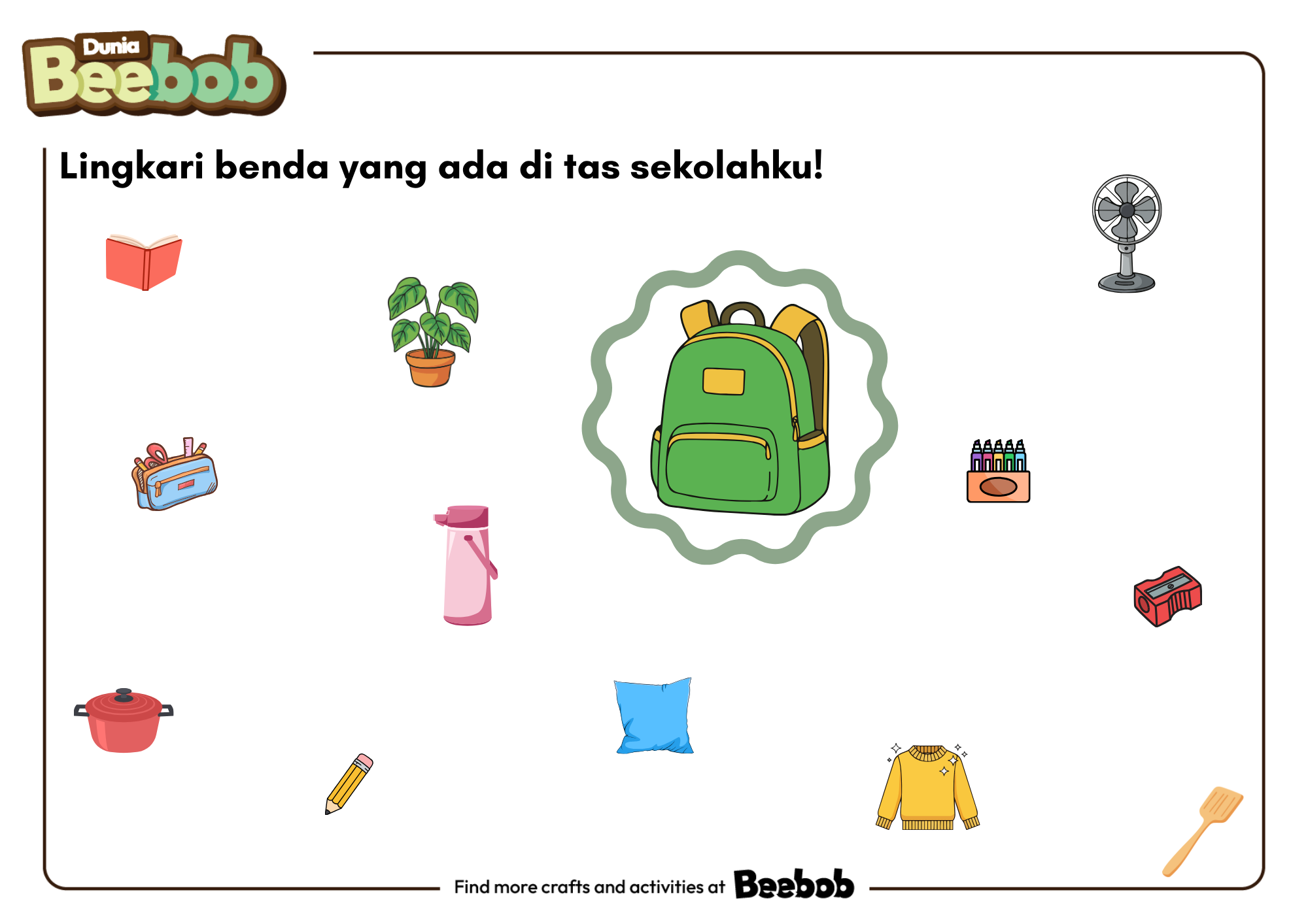 Lingkari Benda yang Ada di Tas Sekolahku!