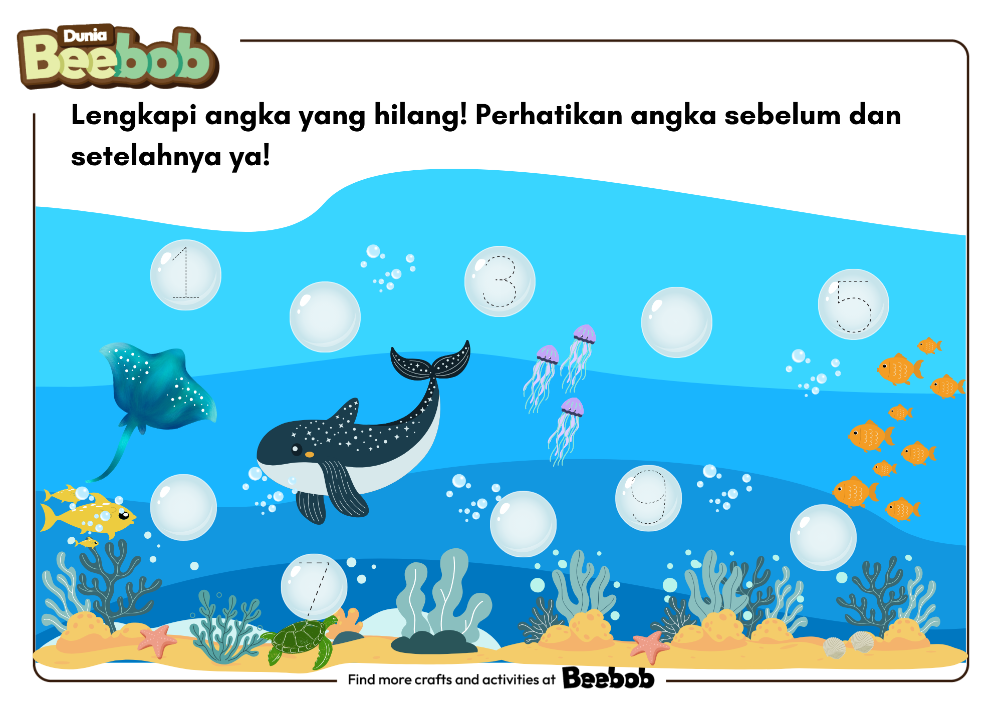 Lengkapi Angka yang Hilang! Perhatikan Angka Sebelum dan Setelahnya Ya Bagian Kesatu!