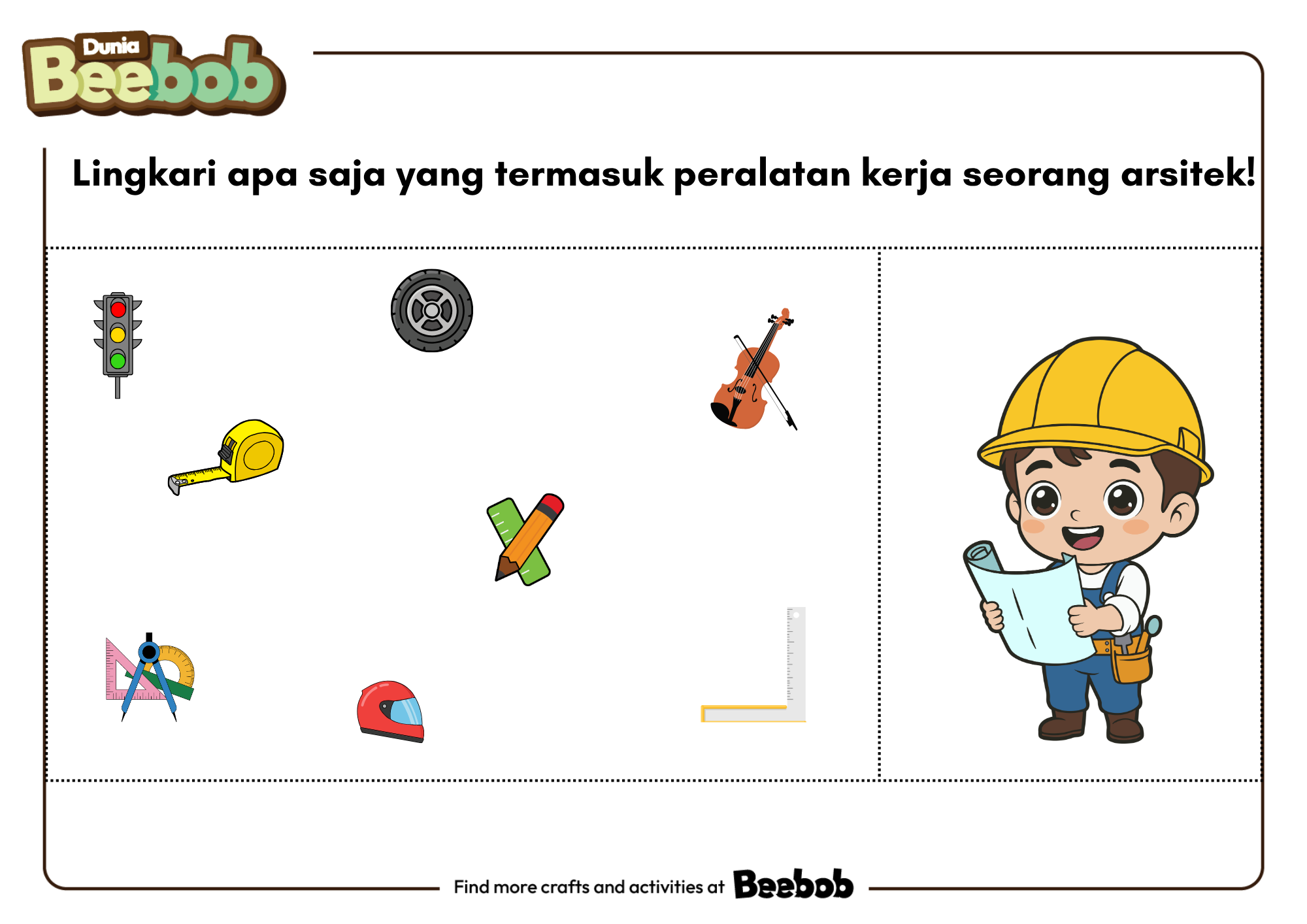 Lingkari Apa Saja yang Termasuk Peralatan Kerja Seorang Arsitek!
