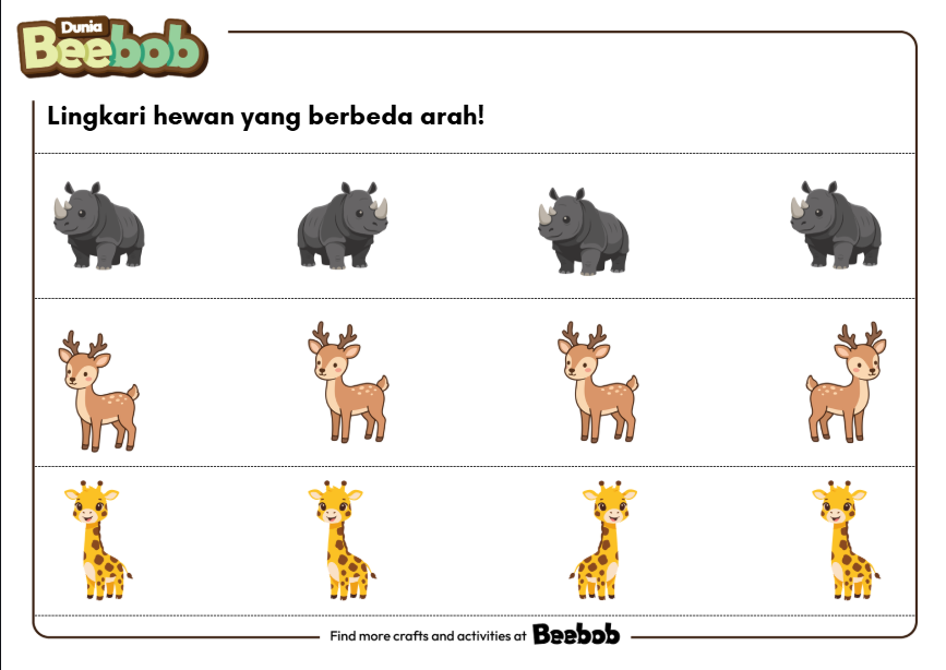 Lingkari hewan yang Berbeda Arah Bagian Kedua!