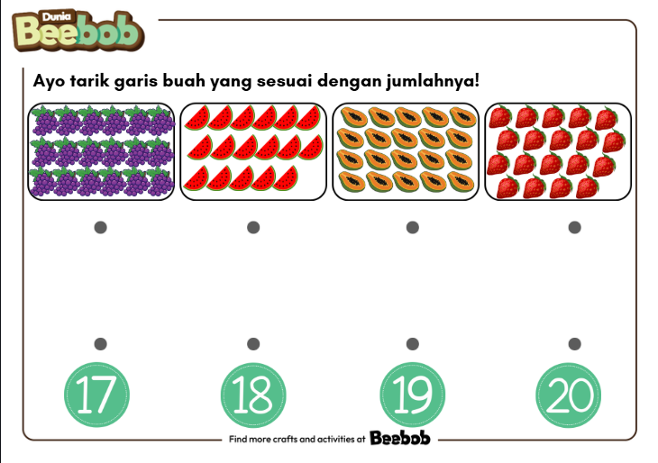 Ayo Tarik Garis Buah yang Sesuai dengan Jumlahnya Bagian Ketiga!