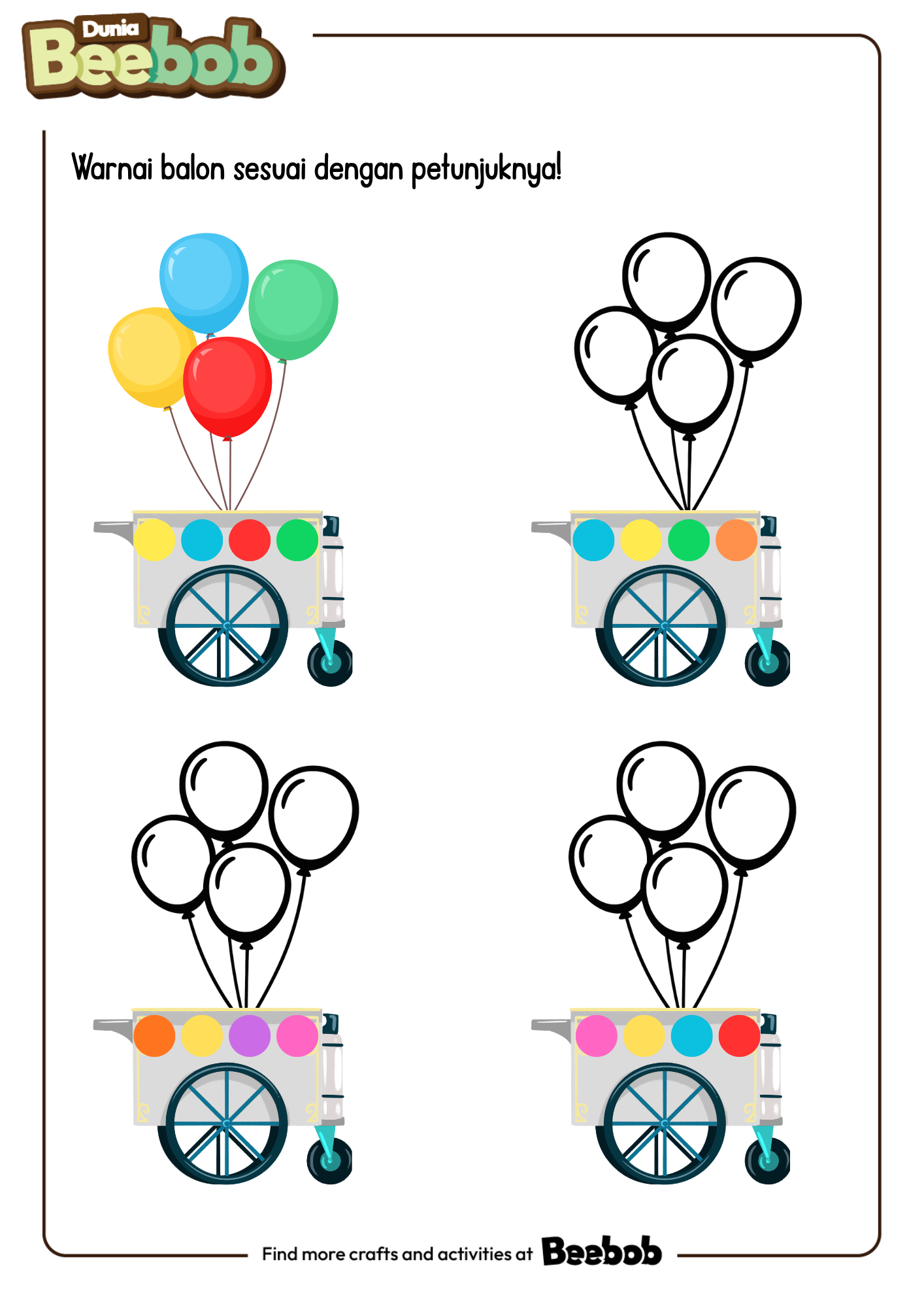 Warnai Balon Sesuai dengan Petunjuknya!