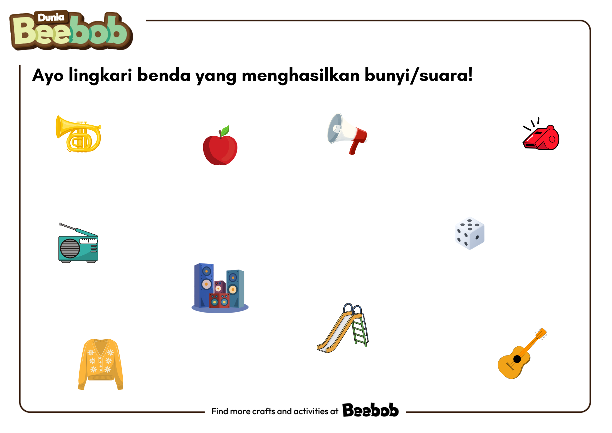 Ayo Lingkari Benda yang Menghasilkan Bunyi atau Suara!