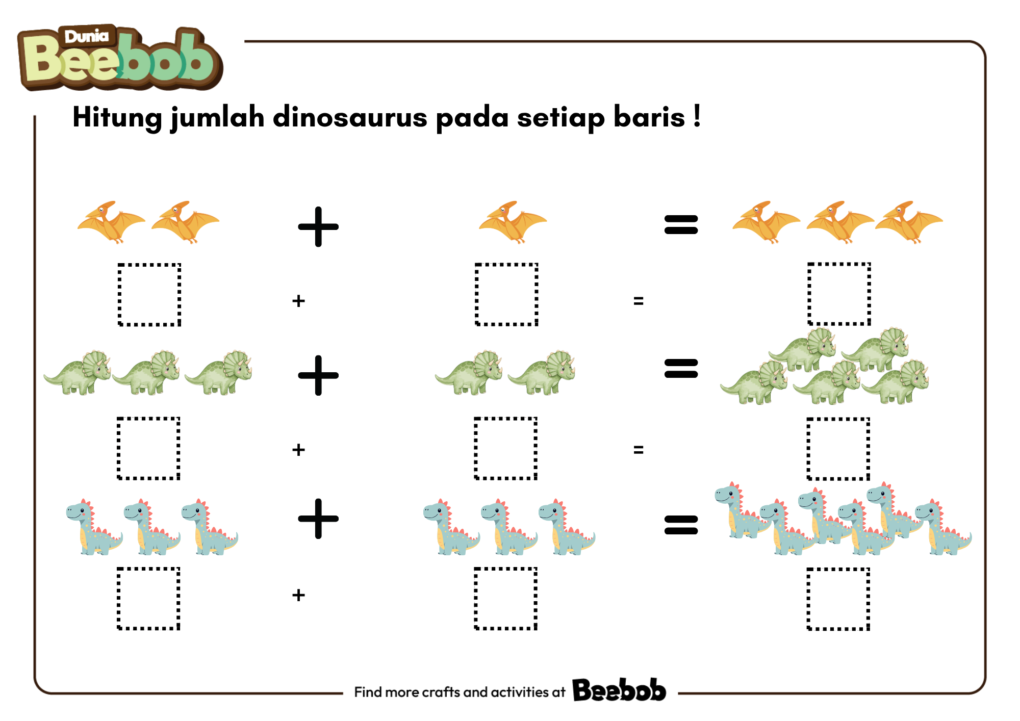 Hitung Jumlah Dinosaurus pada Setiap Baris!