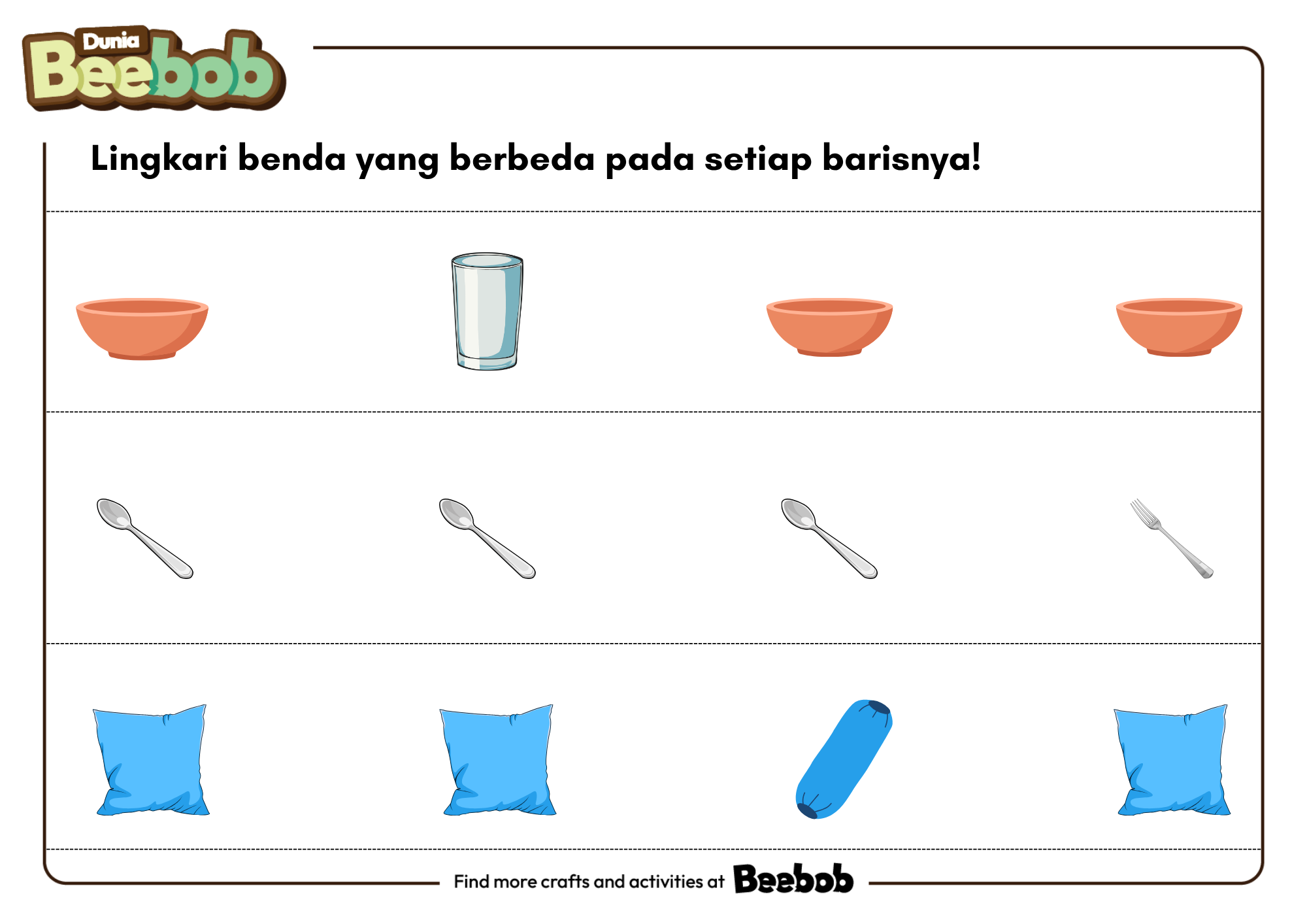 Lingkari Benda yang Berbeda pada Setiap Barisnya!